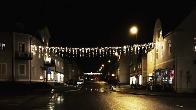 Bild på julgransbelysningen i Fellingsbro